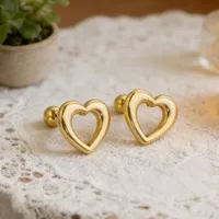 1 Pair Pentagram Round Heart Shape Simple Style 304 Stainless Steel 18K Gold Plated Ear Studs sku image 22