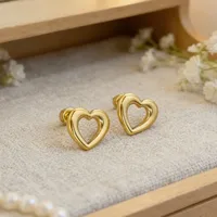 1 Pair Pentagram Round Heart Shape Simple Style 304 Stainless Steel 18K Gold Plated Ear Studs sku image 23