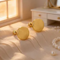 1 Pair Pentagram Round Heart Shape Simple Style 304 Stainless Steel 18K Gold Plated Ear Studs sku image 17