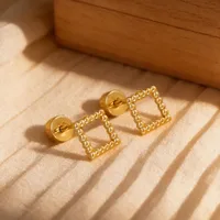 1 Pair Pentagram Round Heart Shape Simple Style 304 Stainless Steel 18K Gold Plated Ear Studs sku image 12