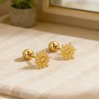 1 Pair Pentagram Round Heart Shape Simple Style 304 Stainless Steel 18K Gold Plated Ear Studs sku image 2