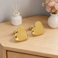 1 Pair Pentagram Round Heart Shape Simple Style 304 Stainless Steel 18K Gold Plated Ear Studs sku image 10