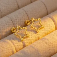 1 Pair Pentagram Round Heart Shape Simple Style 304 Stainless Steel 18K Gold Plated Ear Studs sku image 9