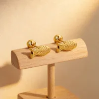 1 Pair Pentagram Round Heart Shape Simple Style 304 Stainless Steel 18K Gold Plated Ear Studs sku image 4