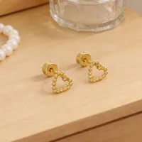 1 Pair Pentagram Round Heart Shape Simple Style 304 Stainless Steel 18K Gold Plated Ear Studs sku image 3