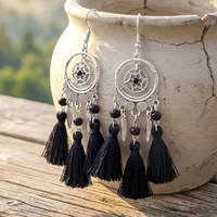 In Stock  Popular Vintage Earrings Suit Ethnic Style Tassel Alloy Earrings  Hollow Ear Rings Wholesale sku image 14