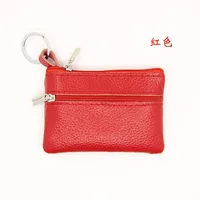 Women'S Coffee Royal Blue Apricot Solid Color Leather Zipper Coin Purses sku image 2
