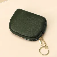 Unisex Royal Blue Grey Pink Solid Color Leather Zipper Card Holders sku image 5