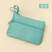 Women'S Coffee Royal Blue Apricot Solid Color Leather Zipper Coin Purses sku image 10