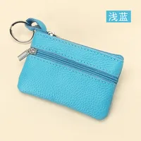 Women'S Coffee Royal Blue Apricot Solid Color Leather Zipper Coin Purses sku image 11