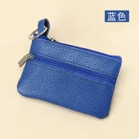 Women'S Coffee Royal Blue Apricot Solid Color Leather Zipper Coin Purses sku image 12