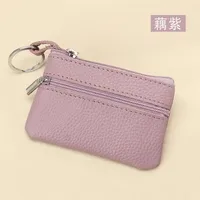 Women'S Coffee Royal Blue Apricot Solid Color Leather Zipper Coin Purses sku image 9
