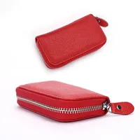 Wholesale Cowhide Key Case Key Case Women's Coin Purse Card Case Zipper Multi-function Key Case sku image 1