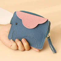 Women'S Light Blue Grey Black Animal Leather Zipper Coin Purses sku image 5