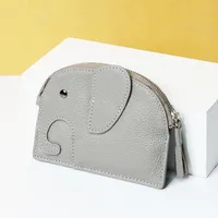 Women'S Light Blue Grey Black Animal Leather Zipper Coin Purses sku image 7