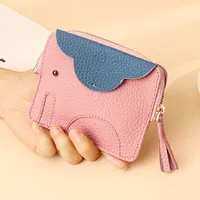 Women'S Light Blue Grey Black Animal Leather Zipper Coin Purses sku image 12