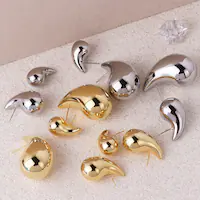 1 Pair Water Droplets Retro Copper Plating Ear Studs main image 1
