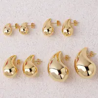 1 Paire Les Gouttelettes D'Eau Rétro Le Cuivre Placage Boucles D'Oreilles main image 2