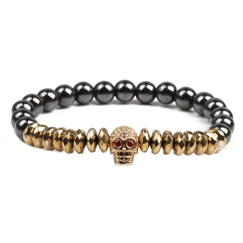 Skull Fashion No Inlaid Alloy Natural Stone Bracelets Wholesale