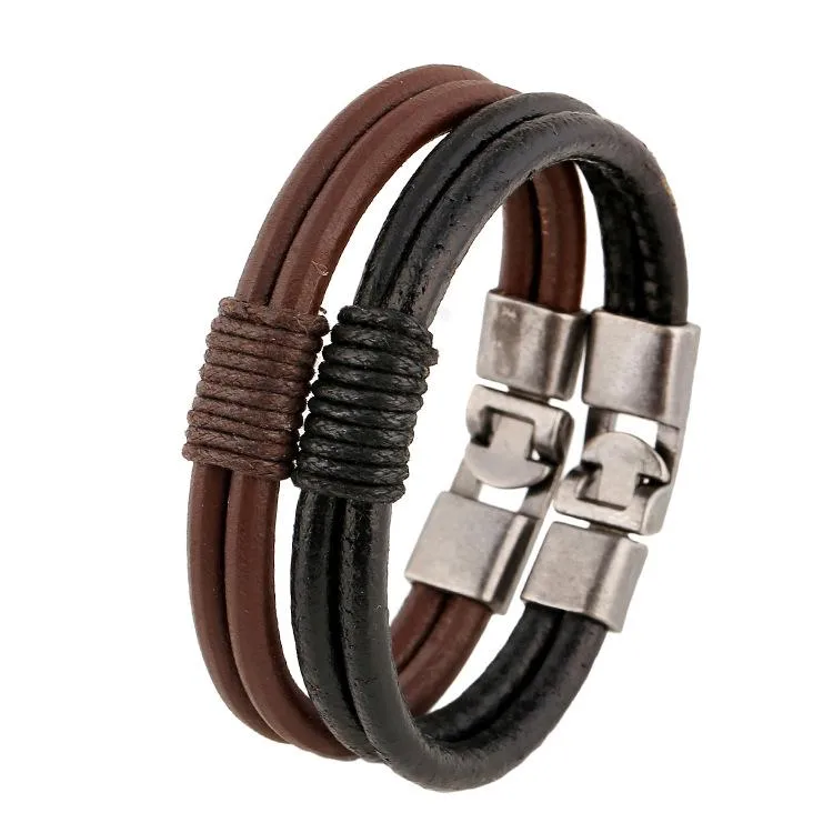 Croix-frontière Vente Chaude Accessoires Vintage Armure Un Paire De Boucles Bovins En Cuir Bracelet Simple Tout-match Accessoires Personnalité Bijoux Étudiant En Gros