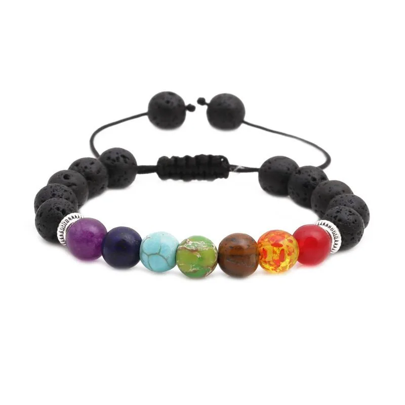 Colorida Pulsera De Siete Chakras Tejidas Con Piedra Natural Nhyl147873