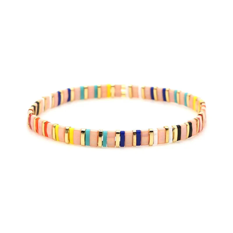 Rainbow Style Fashion Beach Bohemian Bracelet Imported Tila Beaded Jewelry Wholesale