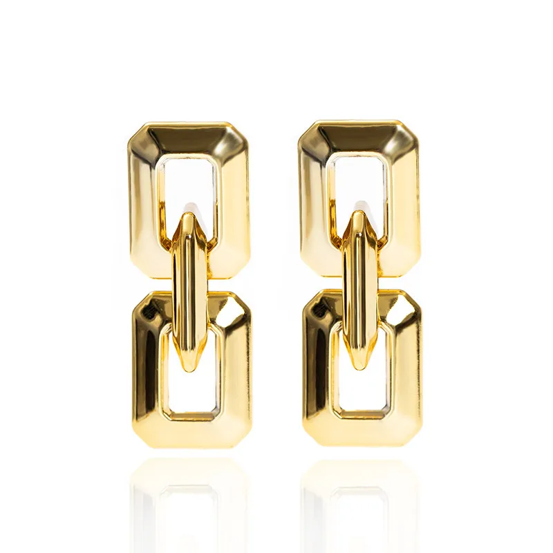 Pendientes De Cadena De Textura De Metal De Viento Frío Tendencia Exagerada De Moda