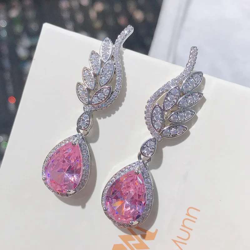 Water Droplets Luxurious Copper Artificial Gemstones Earrings Ear Studs
