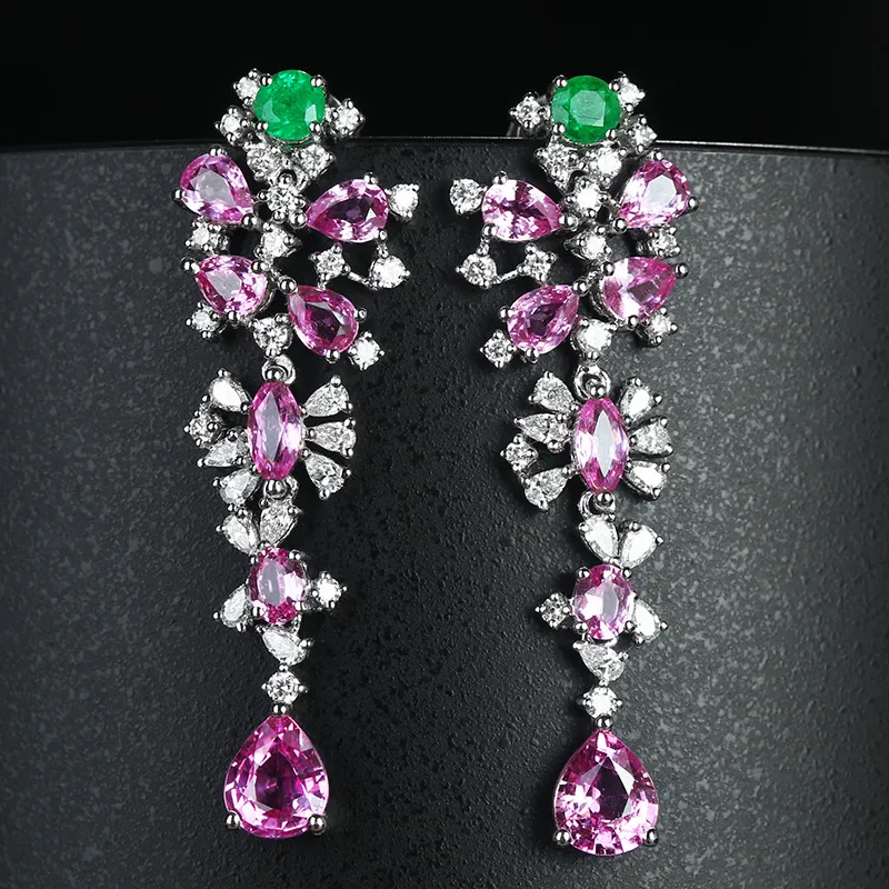 Flower Fashion Copper Artificial Gemstones Earrings Ear Studs
