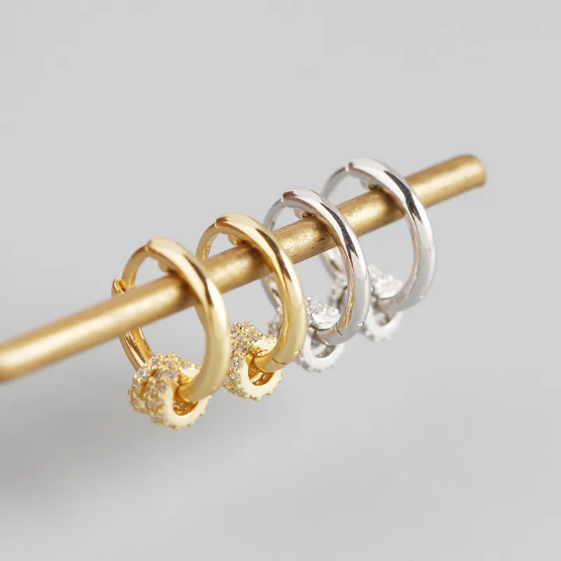 Geométrico Diseño Original Lujoso Estilo Británico Plata De Ley 925 Joya Pendientes