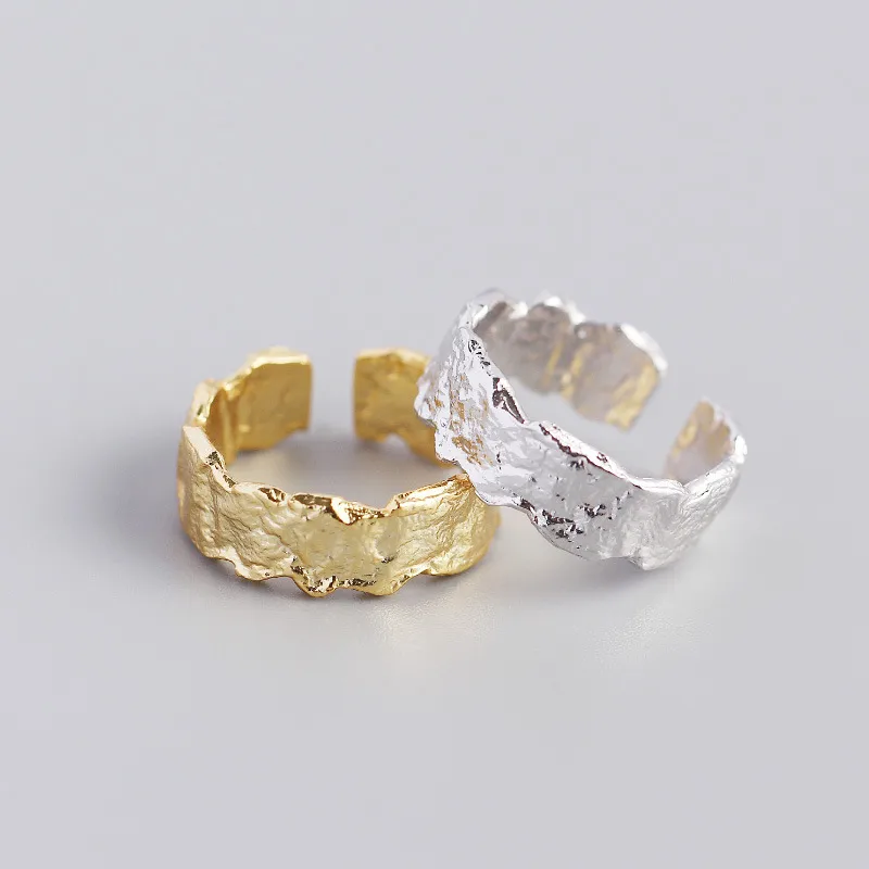 Fashion 925 Sterling Silver Irregular Plating No Inlaid Unisex Rings