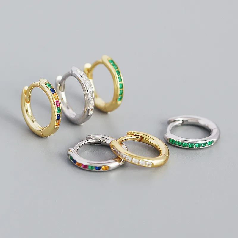 Géométrique Mode Argent Sterling 925 Gemme Placage Des Boucles D'Oreilles