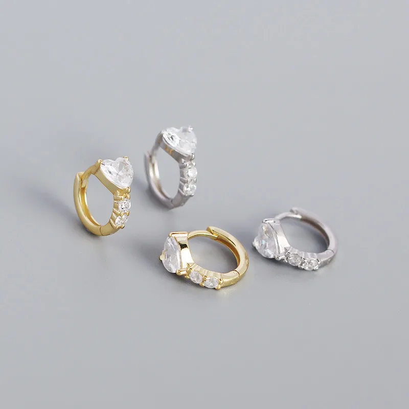 Forme De Cœur Mode Argent Sterling 925 Gemme Placage Des Boucles D'Oreilles