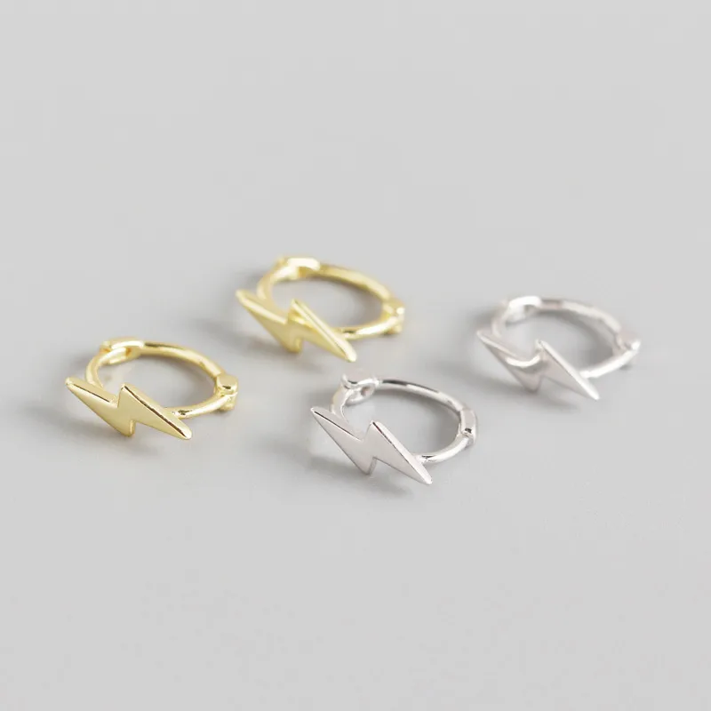 Foudre Décontractée Style Simple Commuer Argent Sterling 925 Pas D'Incrustation Placage Des Boucles D'Oreilles Boucles D'Oreilles