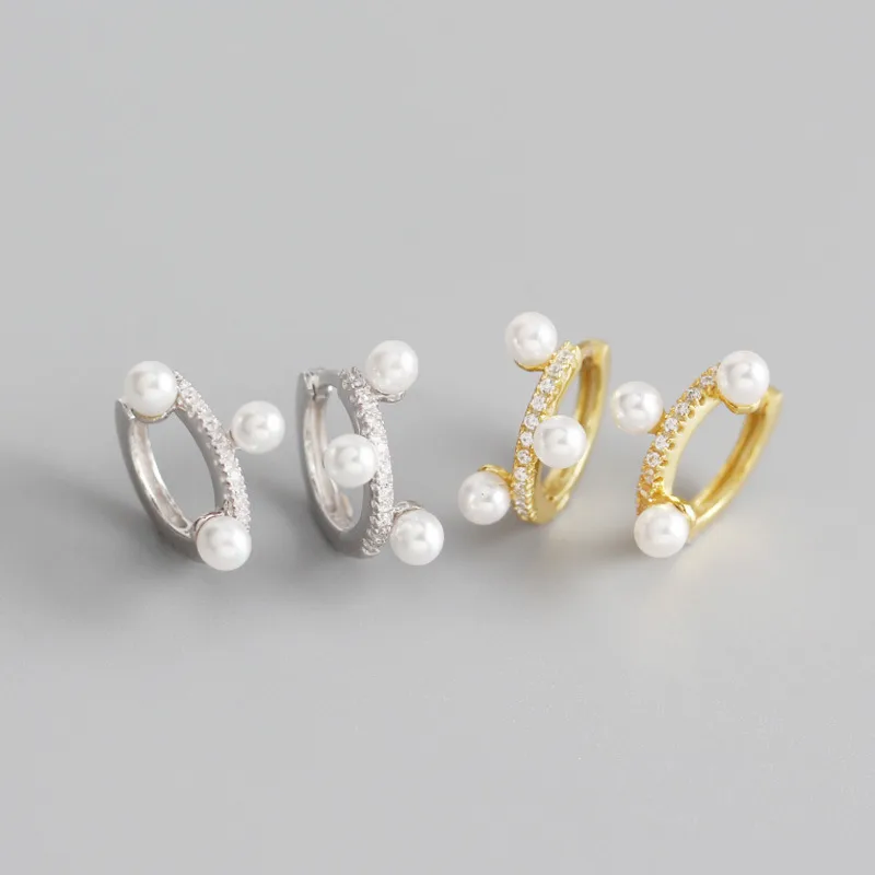 Géométrique Mode Argent Sterling 925 Gemme Placage Des Boucles D'Oreilles Boucles D'Oreilles