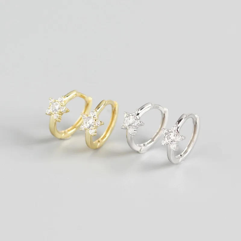 Star Fashion 925 Sterling Silver Gem Plating Earrings Ear Studs