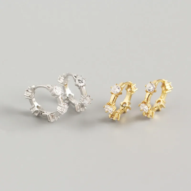 Géométrique Mode Argent Sterling 925 Gemme Placage Des Boucles D'Oreilles Boucles D'Oreilles