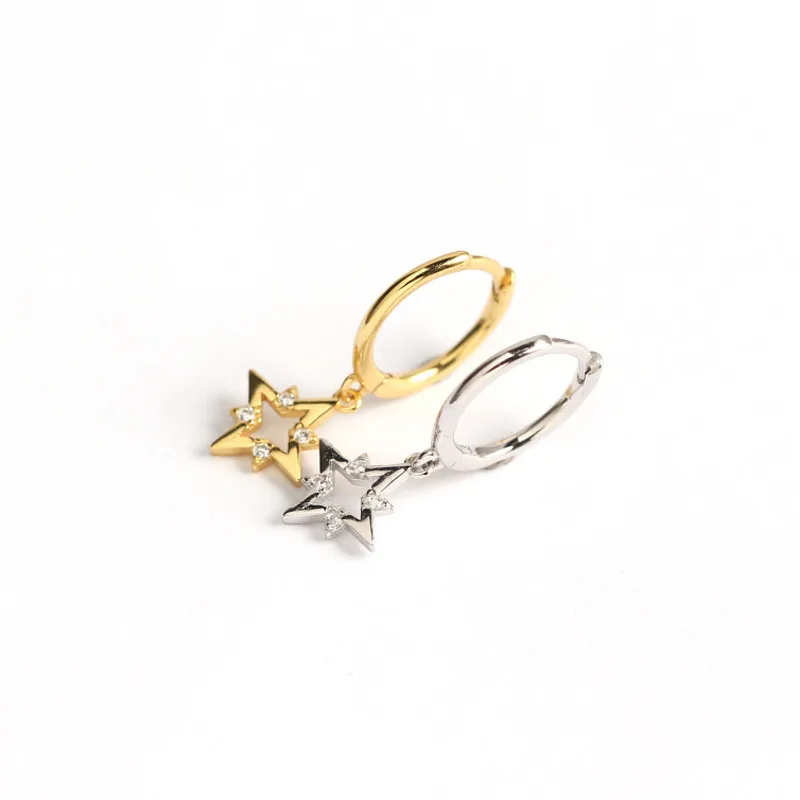 Star Mode Argent Sterling 925 Gemme Placage Des Boucles D'Oreilles