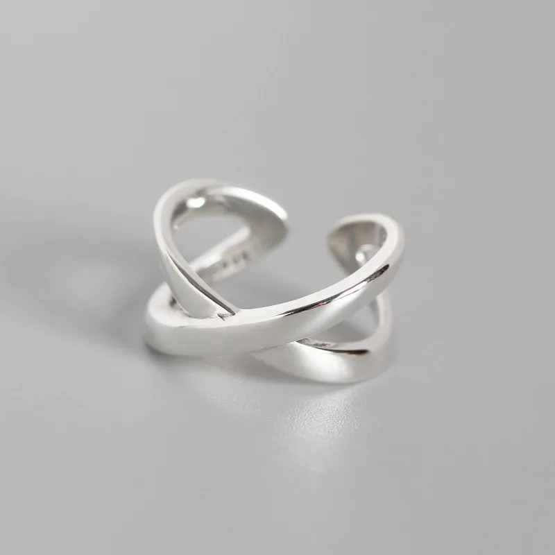 Retro 925 Sterling Silver Geometric No Inlaid Women'S Rings