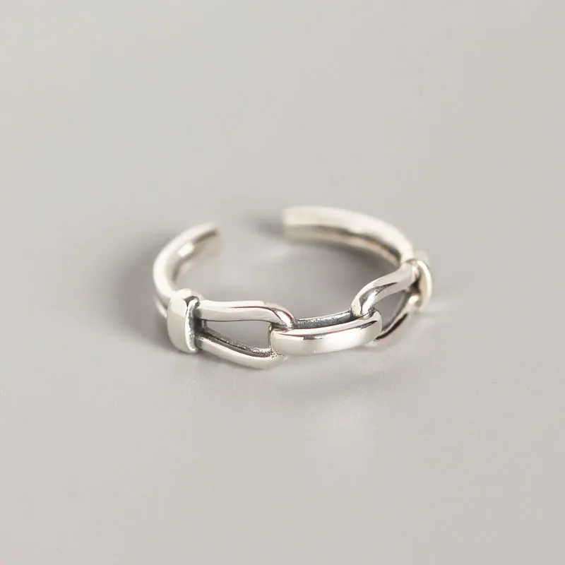 Retro 925 Sterling Silver Geometric No Inlaid Women'S Rings