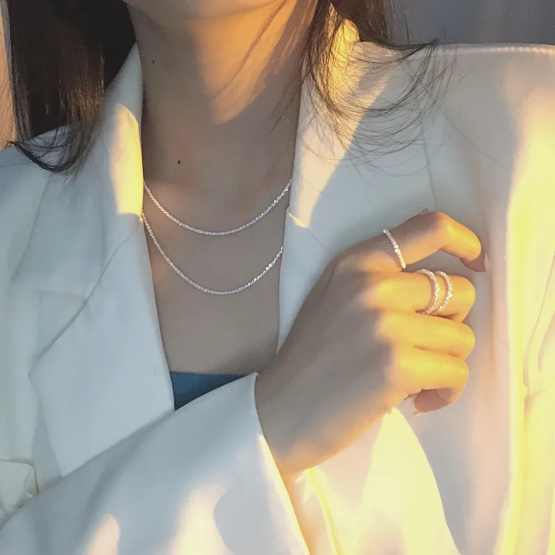 Geometric Casual Luxurious Korean Style 925 Sterling Silver Long Necklace Necklace Choker Wholesale
