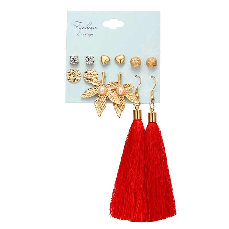 1 Set Tassel Flower Ethnic Style Alloy Rhinestones Plating Earrings