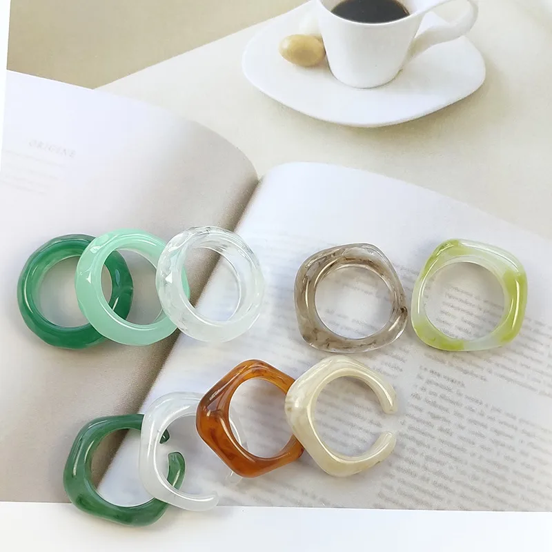 Simple Style Resin Geometric Women's Open Rings