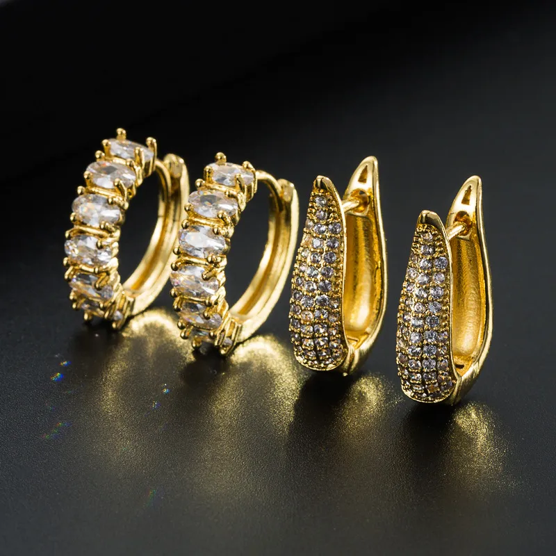 Geometric Fashion Copper Artificial Gemstones Earrings