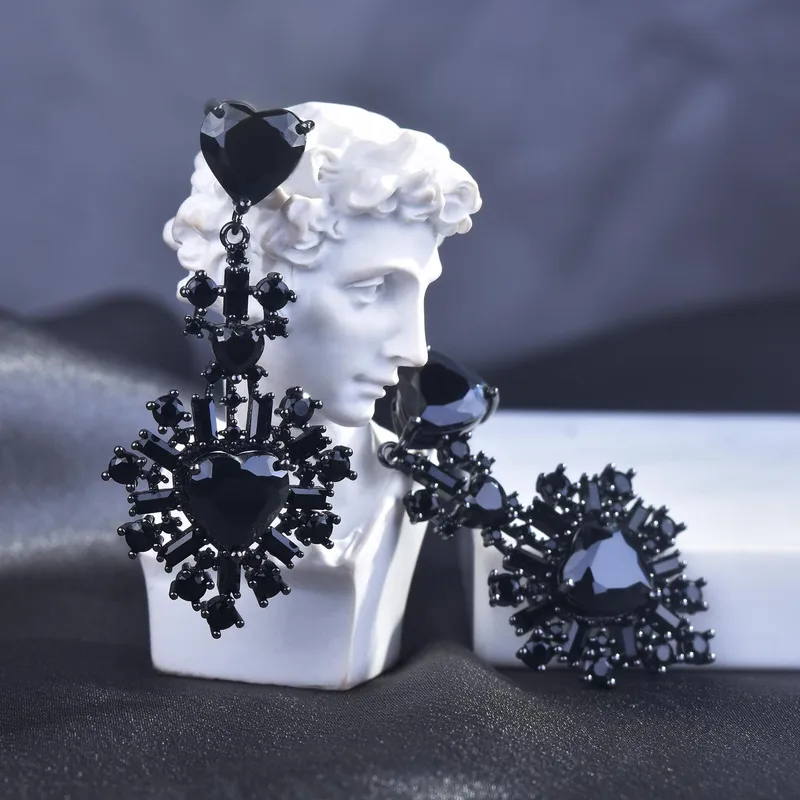 Cœur Le Cuivre Pierres Précieuses Artificielles Des Boucles D'Oreilles Boucles D'Oreilles