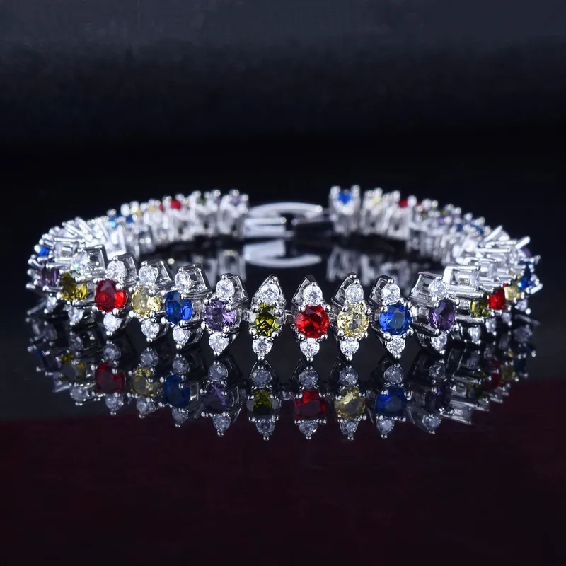Rhombus Fashion Artificial Gemstones Copper Bracelets Wholesale
