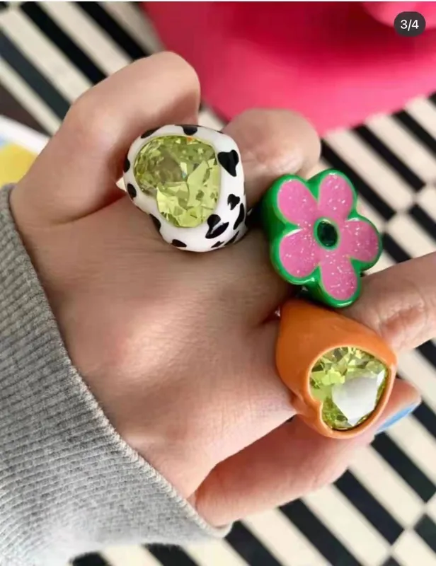 Arylique Géométrique Pierres Précieuses Artificielles Femmes