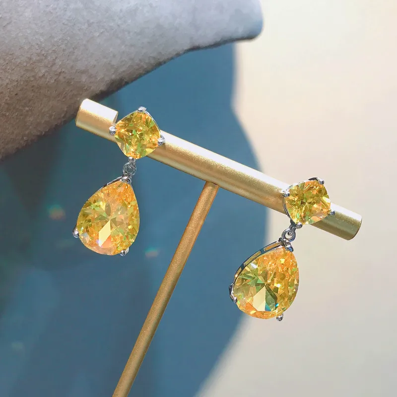 Water Droplets Fashion Copper Artificial Gemstones Earrings Ear Studs