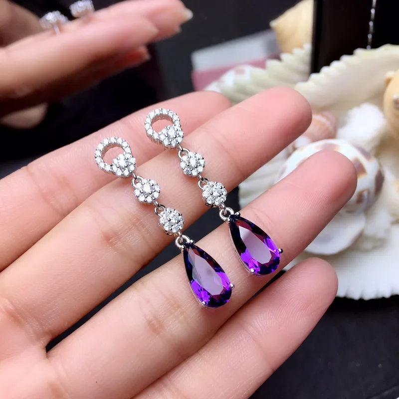 Water Droplets Fashion Copper Artificial Gemstones Earrings