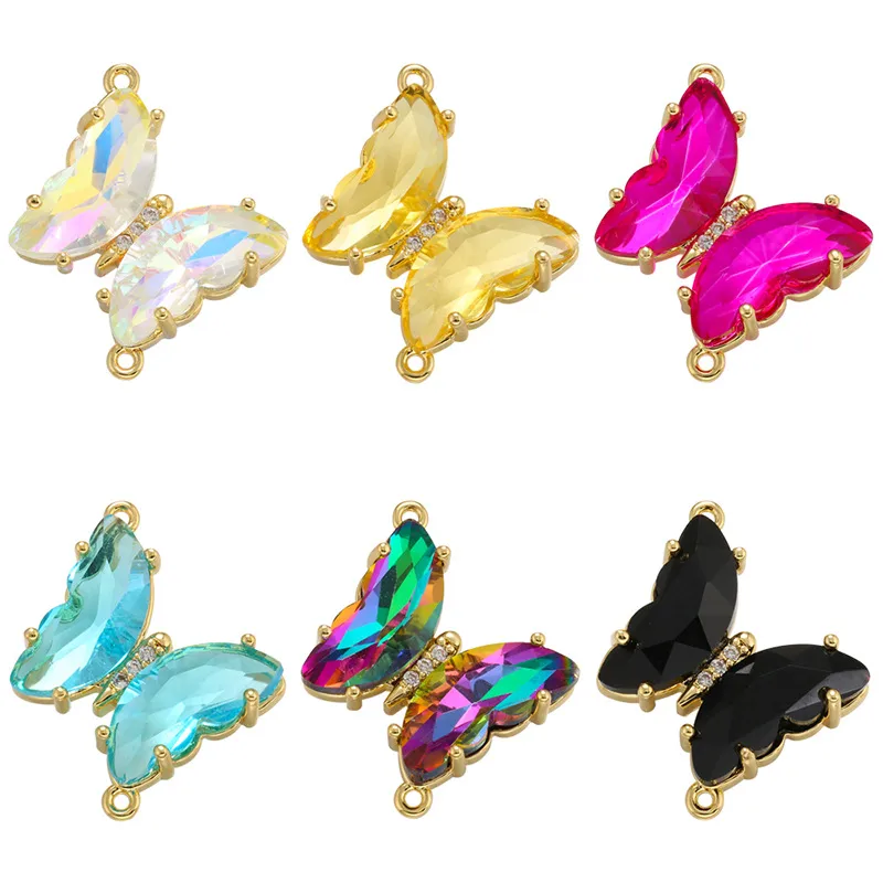 1 Piece Zircon Copper Butterfly Pendant